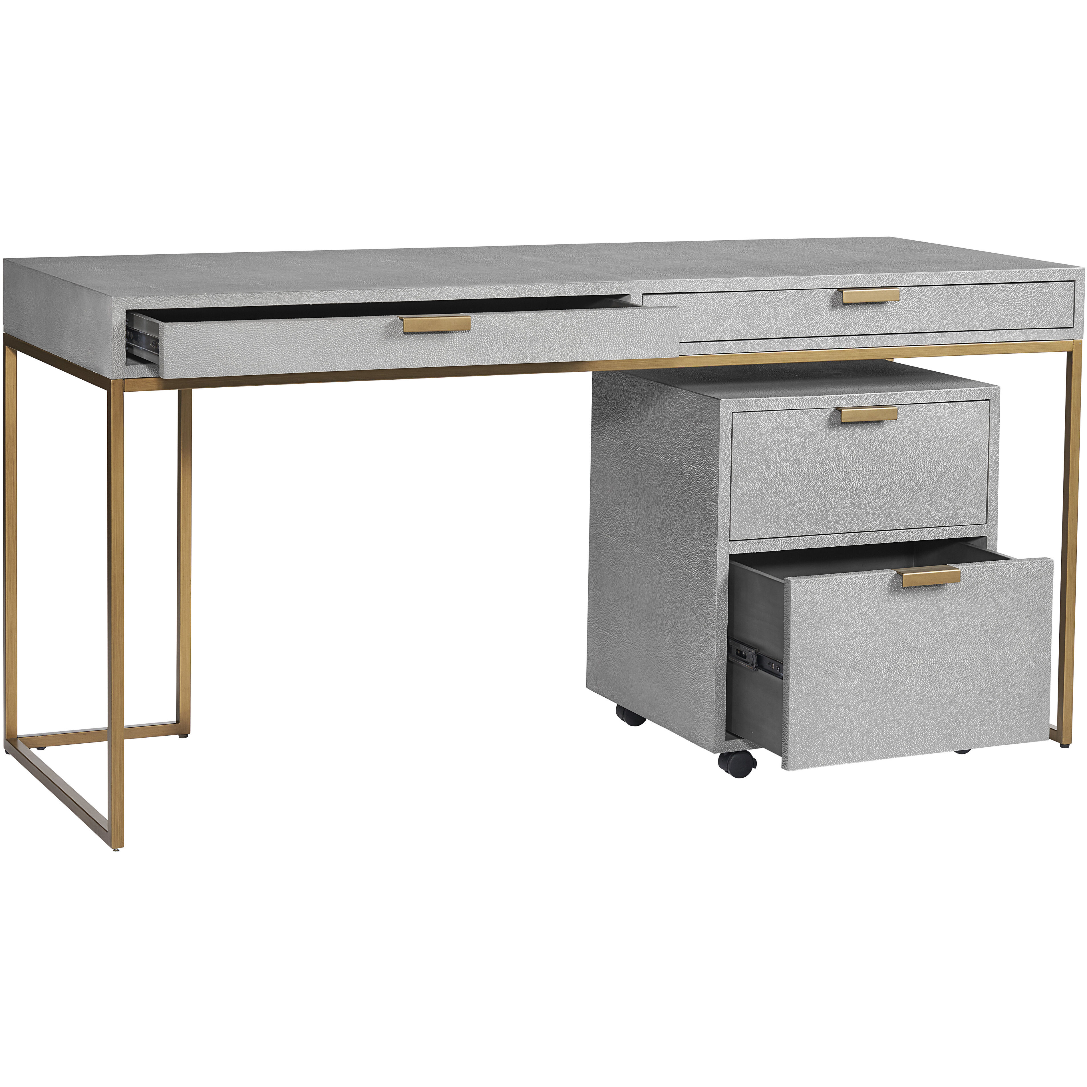 Jiro 63 X 24.25 inch Grey Shagreen Desk